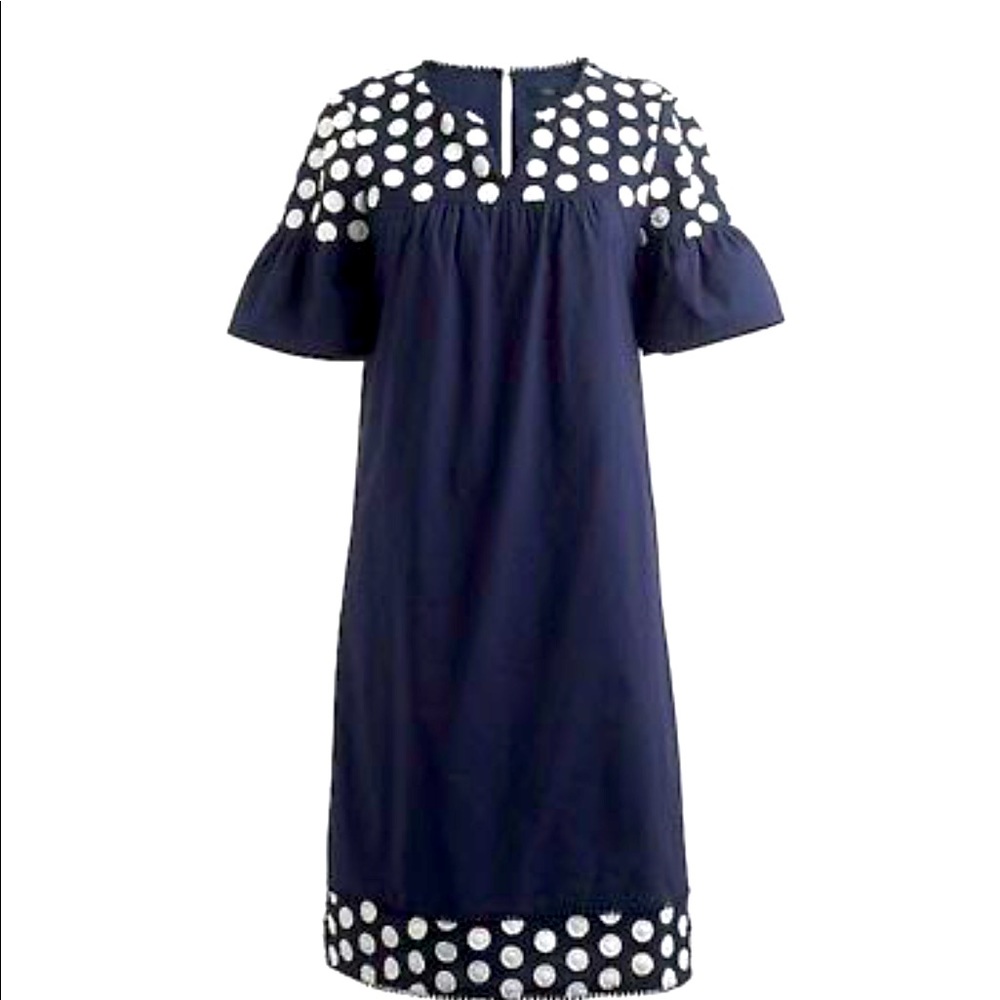 J. Crew Rufflesleeve Shift in Embroidered Polkadot